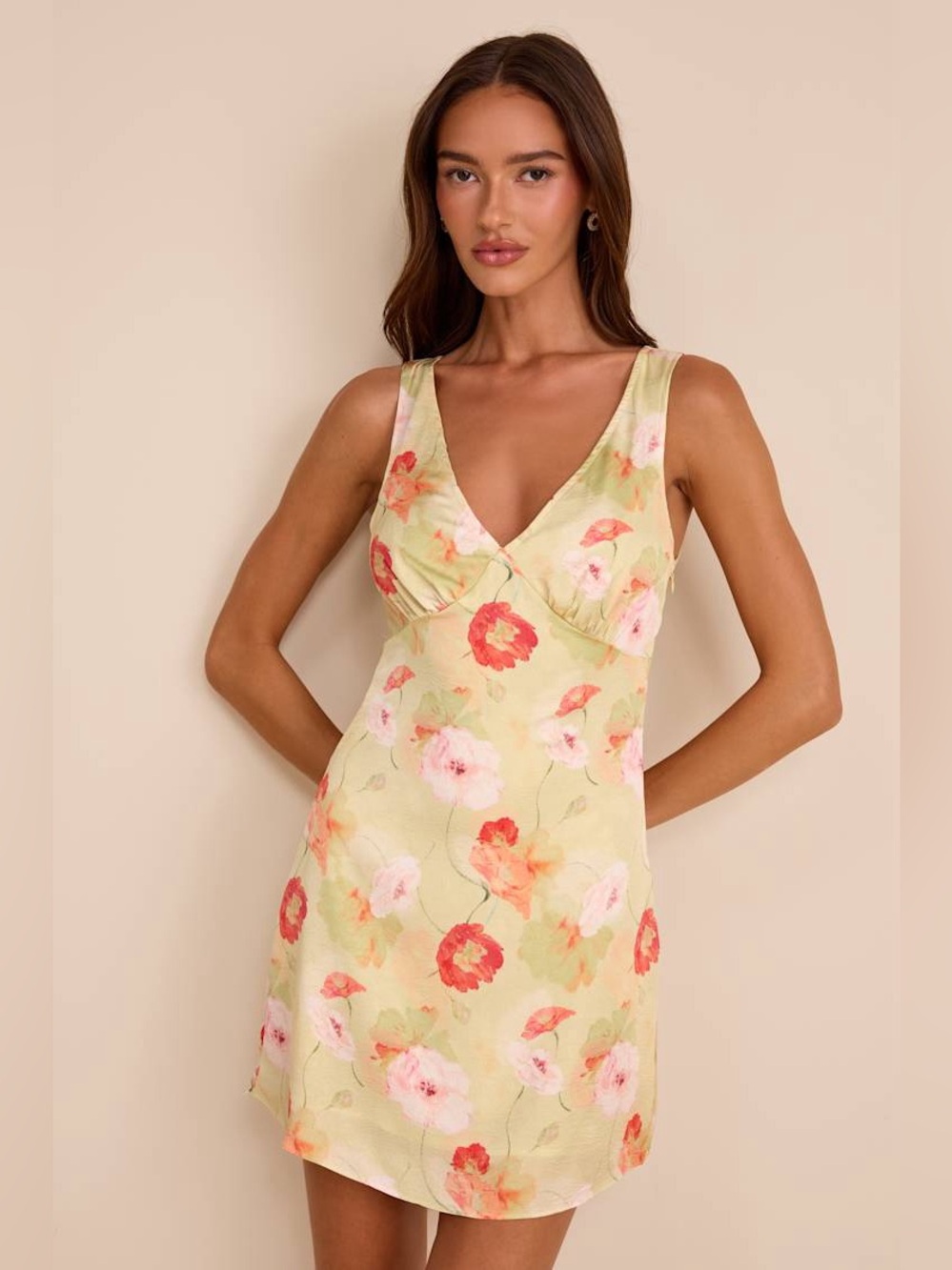 NWT Jaziel Light Green Floral Sleeveless Mini Dress - Medium